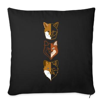 3 Conception d’animaux de la forêt de renards avec tête d’animal - Housse de coussin décorative 45 x 45 cm - noir - Devant