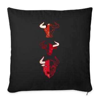 Landwirt Rind Tierkopf Motiv Aufdruck mit Stier - Sofakissenbezug 45 x 45 cm - Schwarz - Vorne