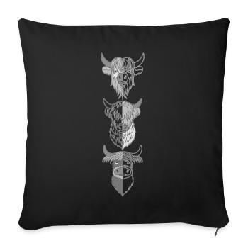 Highland Cattle cow with cow motif - Sofa pillowcase 17,3'' x 17,3'' (45 x 45 cm) - black - Front