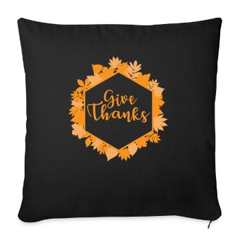 Give Thanks Family USA America Holiday - Sofa pillowcase 17,3'' x 17,3'' (45 x 45 cm) - black - Front