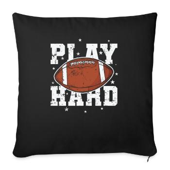 Jouez dur au football américain Sport USA - Housse de coussin décorative 45 x 45 cm - noir - Devant