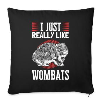 J’aime juste le Wombat australien de Wombat - Housse de coussin décorative 45 x 45 cm - noir - Devant