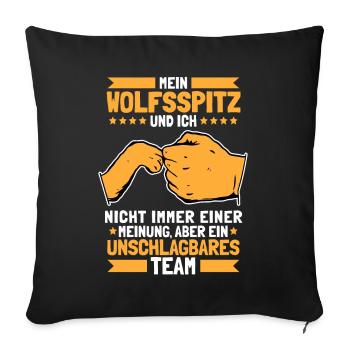 Wolfsspitz und Ich deutscher Spitz Keeshond - Sofakissenbezug 45 x 45 cm - Schwarz - Vorne