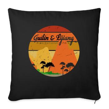 Parc national de la rivière Guilin Lijiang China Camping N - Housse de coussin décorative 45 x 45 cm - noir - Devant