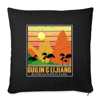 Parc national Guangxi Chine Guilin Lijiang River C - Housse de coussin décorative 45 x 45 cm - noir - Devant