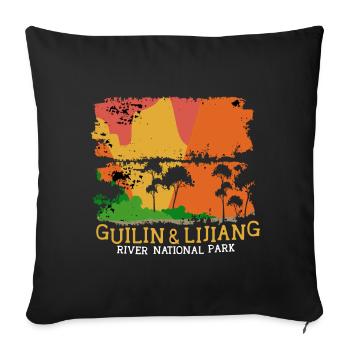 Guilin Lijiang River Li Parc national de China Campin - Housse de coussin décorative 45 x 45 cm - noir - Devant
