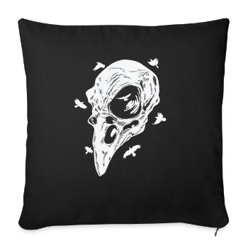 Bone skull of a raven crow bird - Sofa pillowcase 17,3'' x 17,3'' (45 x 45 cm) - black - Front