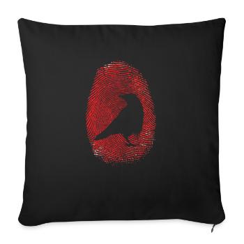 Raven or crow in fingerprint bird - Sofa pillowcase 17,3'' x 17,3'' (45 x 45 cm) - black - Front