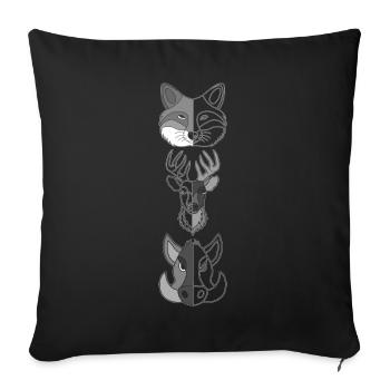 Fox Deer Wild Boar Forest Animal Design - Sofa pillowcase 17,3'' x 17,3'' (45 x 45 cm) - black - Front