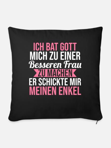 Großmutter Großmama Omi Oma - Sofakissenbezug 45 x 45 cm - Schwarz