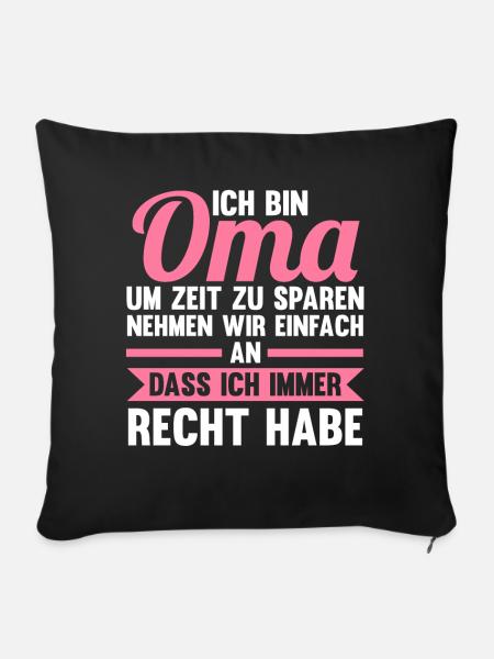 Großmutter Großmama Omi Oma - Sofakissenbezug 45 x 45 cm - Schwarz