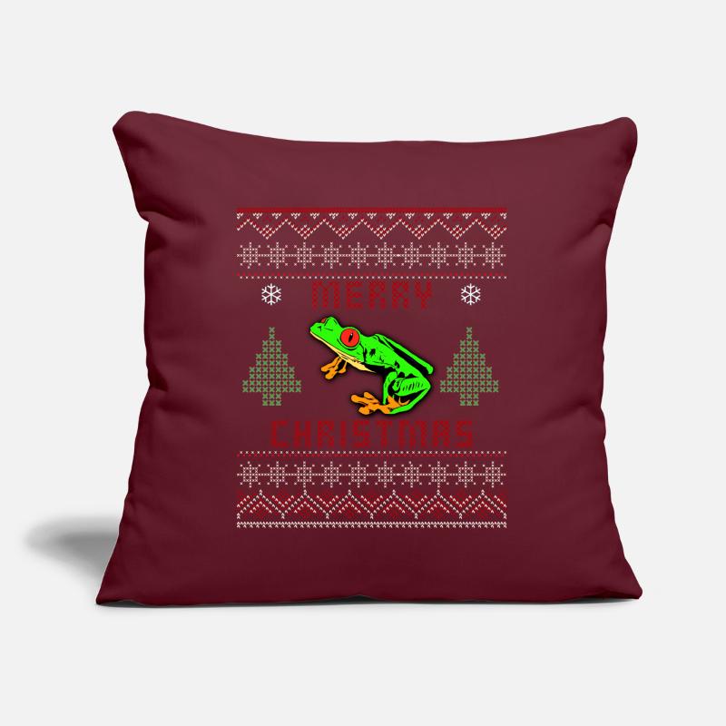 Rotäugiger Baumfrosch Hässlicher Weihnachtspullover Design Sofakissenbezug 45 x 45 cm
