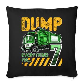 Garbage Truck 7th Birthday 7 Years Old Birthday - Sofa pillowcase 17,3'' x 17,3'' (45 x 45 cm) - black - Front