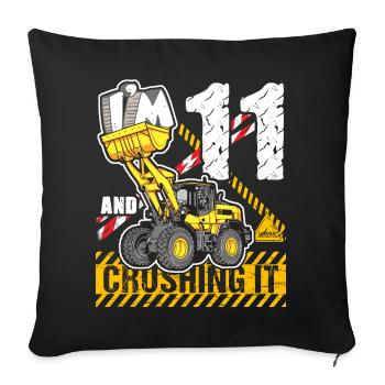 Ich bin 11 & Crushing It 11th Birthday Boys Excavator - Sofakissenbezug 45 x 45 cm - Schwarz - Vorne