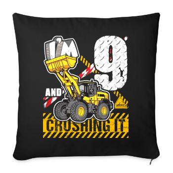 Ich bin 9 & Crushing It 9th Birthday Boys Bagger - Sofakissenbezug 45 x 45 cm - Schwarz - Vorne