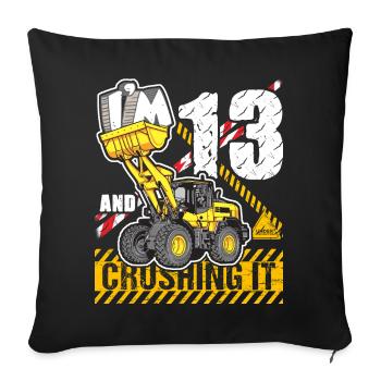 I'm 13 & Crushing It 13th Birthday Boys Excavator - Sofa pillowcase 17,3'' x 17,3'' (45 x 45 cm) - black - Front