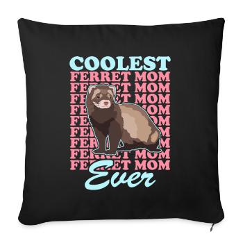 Ferret Maman Ferret Propriétaire Cadeau - Housse de coussin décorative 45 x 45 cm - noir - Devant