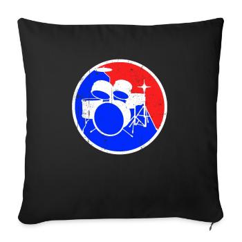 Schlagzeug Logo - Sofakissenbezug 45 x 45 cm - Schwarz - Vorne