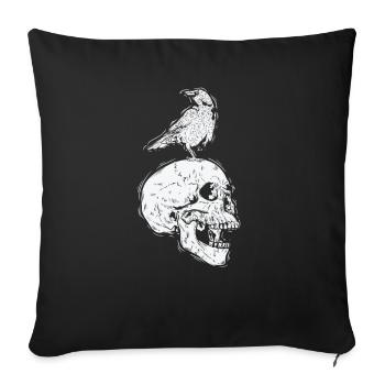 Crow on a bone skull raven bird - Sofa pillowcase 17,3'' x 17,3'' (45 x 45 cm) - black - Front