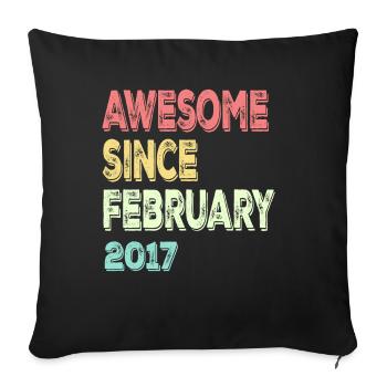 Génial depuis février 2017 - Housse de coussin décorative 45 x 45 cm - noir - Devant