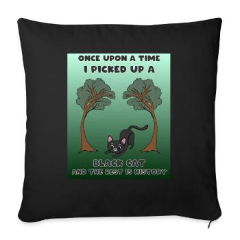 Il était une fois un chat noir que j’ai ramassé le reste - Housse de coussin décorative 45 x 45 cm - noir - Devant