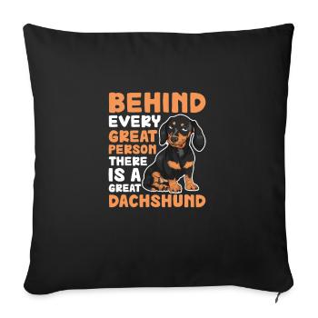 Dackel Hund Hunde Dachshund Teckel Geschenk - Sofakissenbezug 45 x 45 cm - Schwarz - Vorne