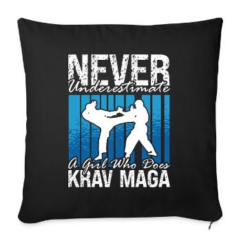Krav Maga Never Underestimate A Black Belt Fighter - Sofakissenbezug 45 x 45 cm - Schwarz - Vorne