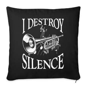 Trompettiste Vintage I Destroy - Housse de coussin décorative 45 x 45 cm - noir - Devant