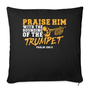 Trumpet Player Vintage Praise Him - Sofa pillowcase 17,3'' x 17,3'' (45 x 45 cm) - black - Front