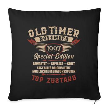 Oldtimer November 1997 Jahrgang Geburtstag - Sofakissenbezug 45 x 45 cm - Schwarz - Vorne