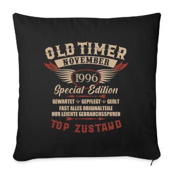 Oldtimer November 1996 Jahrgang Geburtstag - Sofakissenbezug 45 x 45 cm - Schwarz - Vorne