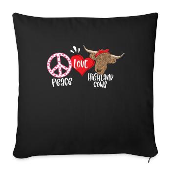 Peace Love Highland Cows - Sofa pillowcase 17,3'' x 17,3'' (45 x 45 cm) - black - Front