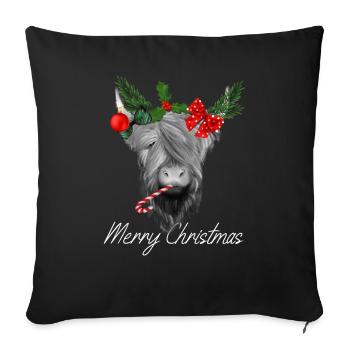 Joyeux Noël Bovins écossais des Highlands - Housse de coussin décorative 45 x 45 cm - noir - Devant