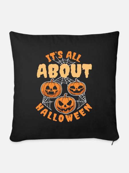 Its all about Halloween Pumpkin - Sofa pillowcase 17,3'' x 17,3'' (45 x 45 cm) - black