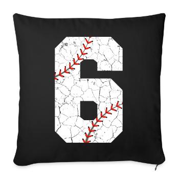 Kinder 6. Geburtstag Baseballspieler 6 Jahre alt - Sofakissenbezug 45 x 45 cm - Schwarz - Vorne