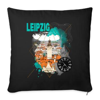 Leipzig Germany City Skyline Vintage Retro - Sofa pillowcase 17,3'' x 17,3'' (45 x 45 cm) - black - Front