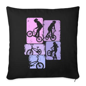 BMX Girls Bike Stunt Kids - Sofa pillowcase 17,3'' x 17,3'' (45 x 45 cm) - black - Front