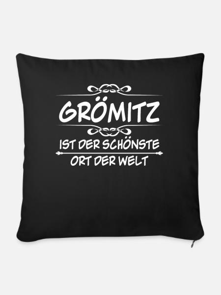 Grömitz Ostsee - Sofakissenbezug 45 x 45 cm - Schwarz