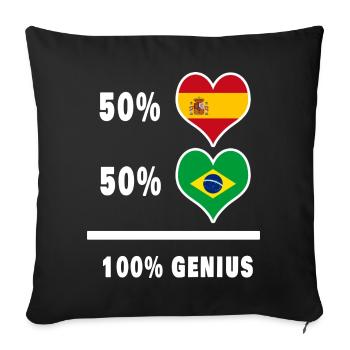 Brazil and Spain genius / gift - Sofa pillowcase 17,3'' x 17,3'' (45 x 45 cm) - black - Front