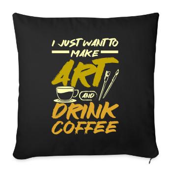 Faire de l’art et boire du café - Housse de coussin décorative 45 x 45 cm - noir - Devant