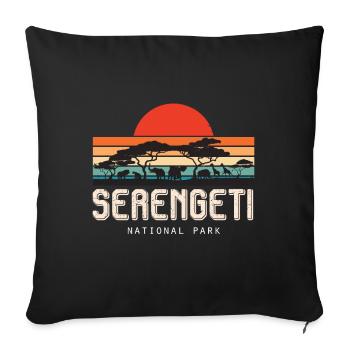 Safari Retro Serengeti National Park Sunrise - Sofa pillowcase 17,3'' x 17,3'' (45 x 45 cm) - black - Front