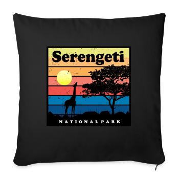 Safari Girafe Serengeti Afrique Parc National Tans - Housse de coussin décorative 45 x 45 cm - noir - Devant