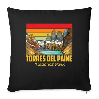 Parc national du Chili Torres del Paine bleu - Housse de coussin décorative 45 x 45 cm - noir - Devant