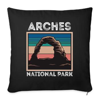 Arches National Park Utah Moab Canyon Mur souvenir - Housse de coussin décorative 45 x 45 cm - noir - Devant