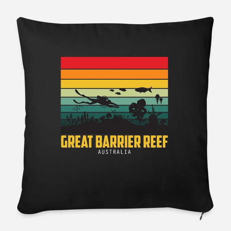 Coral Reef Australia Great Barrier Reef Diving - Sofa pillowcase 17,3'' x 17,3'' (45 x 45 cm) - black