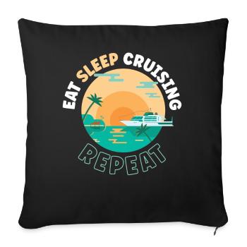 Vacances en bateau de croisière Manger dormir - Housse de coussin décorative 45 x 45 cm - noir - Devant