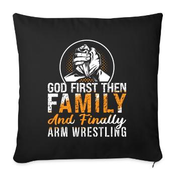Arm Wrestling God First Puis Love Wrestle Wrestler - Housse de coussin décorative 45 x 45 cm - noir - Devant