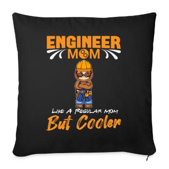 Maman ingénieure comme une maman Regualr mais plus cool - Housse de coussin décorative 45 x 45 cm - noir - Devant