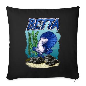 Betta Fish Aquarium For Fish Keepers - Sofa pillowcase 17,3'' x 17,3'' (45 x 45 cm) - black - Front