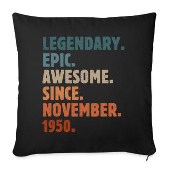 1950 November Vintage Birthday Gift - Sofa pillowcase 17,3'' x 17,3'' (45 x 45 cm) - black - Front
